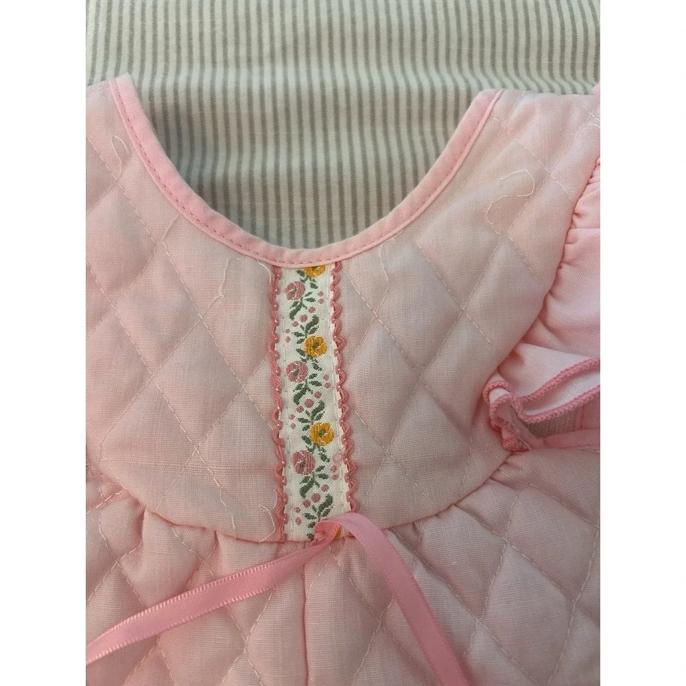 Evy Of California Vintage 1980s 6 Month Baby Quilted Overalls Romper Jumpsuit